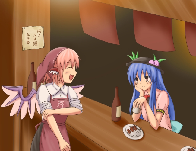 hinanawi tenshi and mystia lorelei (touhou) drawn by phantom2071