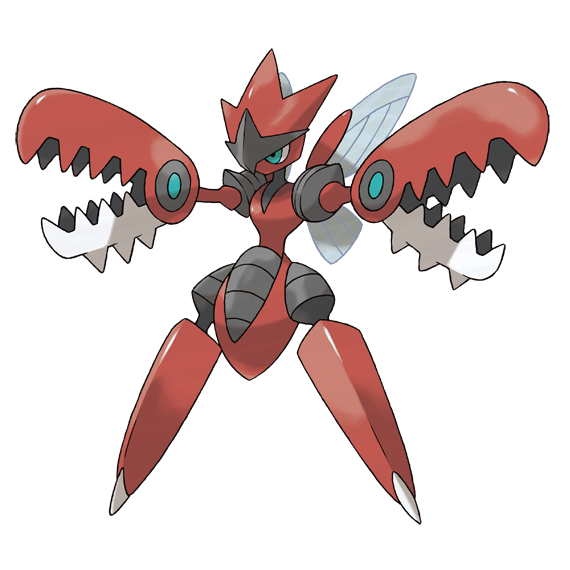 scizor and mega scizor (pokemon and 1 more) drawn by sugimori_ken