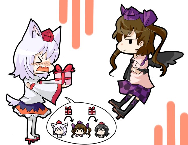 shameimaru aya, inubashiri momiji, and himekaidou hatate (touhou) drawn by kuzugitsune_(inarikami)