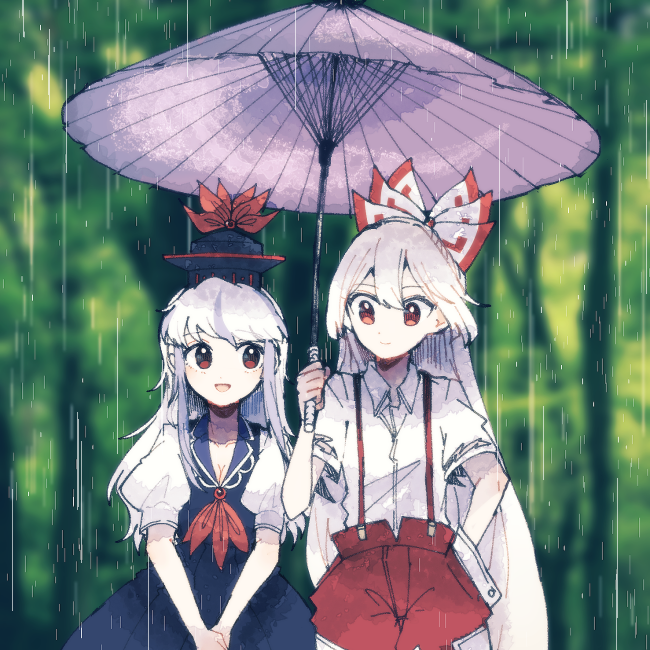 fujiwara no mokou and kamishirasawa keine (touhou) drawn by itomugi-kun