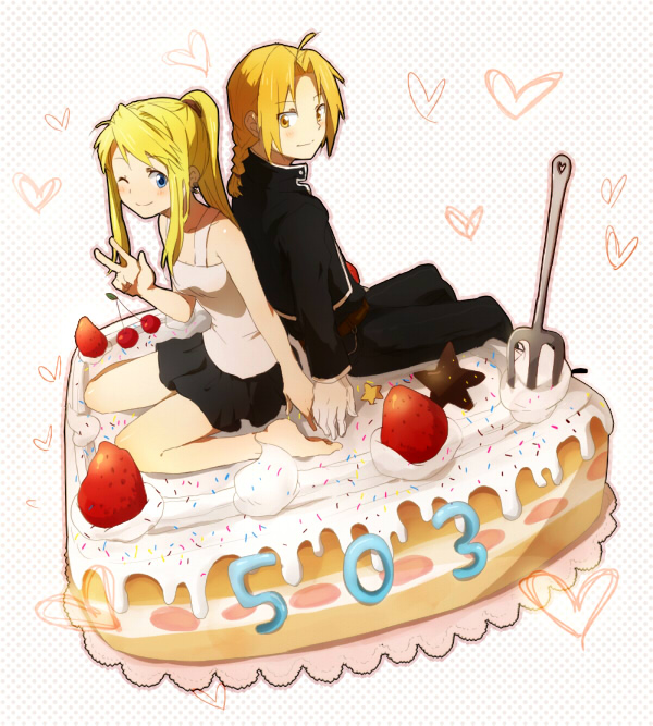 edward elric and winry rockbell (fullmetal alchemist) drawn by riru