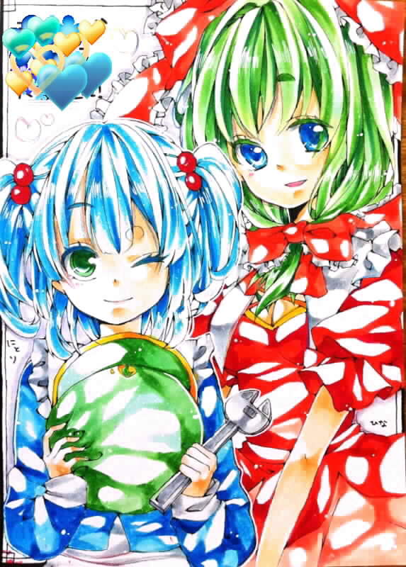 kawashiro nitori and kagiyama hina (touhou) drawn by yoshi-toki