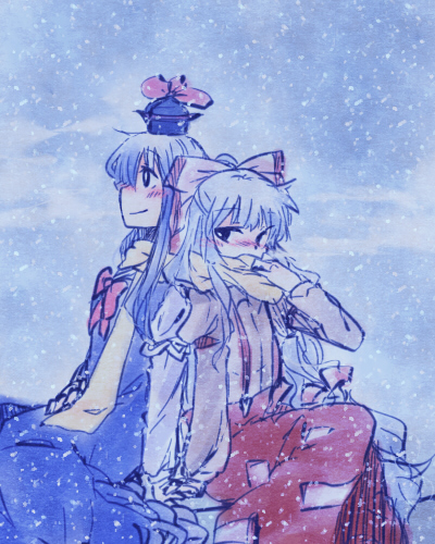 fujiwara no mokou and kamishirasawa keine (touhou) drawn by mizuki_(flowerlanguage)