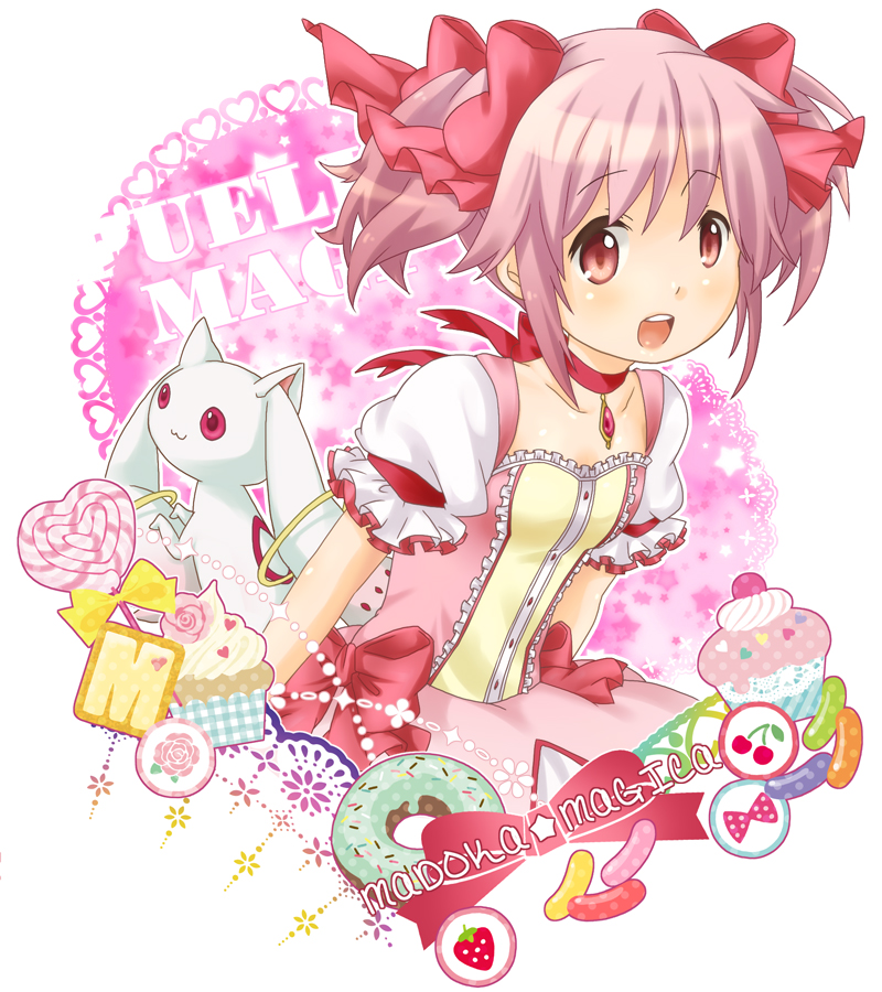 kaname madoka and kyubey (mahou shoujo madoka magica) drawn by izumi_kirifu