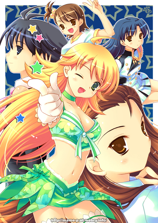hoshii miki, kisaragi chihaya, kikuchi makoto, minase iori, and futami ami (idolmaster and 2 more) drawn by mame-p