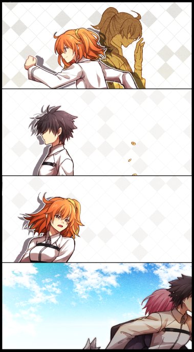 mash kyrielight, fujimaru ritsuka, fou, and romani archaman (fate and 1 more) drawn by choco_taberusan