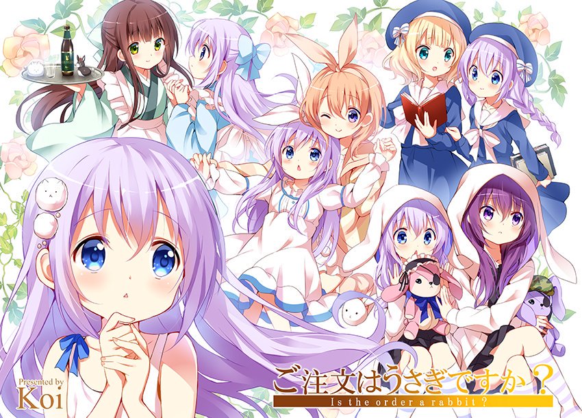 kafuu chino, hoto cocoa, kirima syaro, tippy, tedeza rize, and 2 more (gochuumon wa usagi desu ka?) drawn by koi_(koisan)