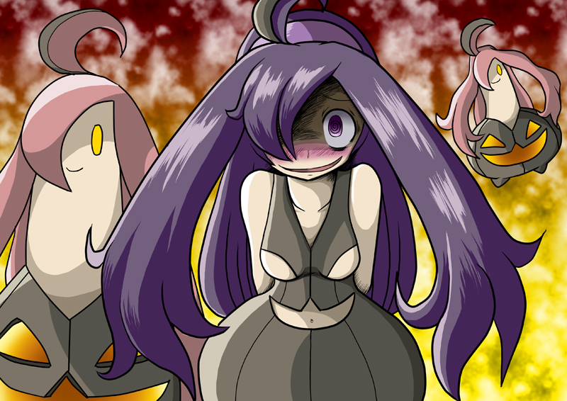 hex maniac and gourgeist (pokemon and 1 more) drawn by soboro_(jitome_dan)