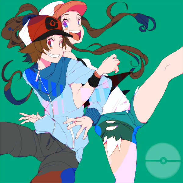 hilda and hilbert (pokemon and 1 more) drawn by asuta_(syunsn)