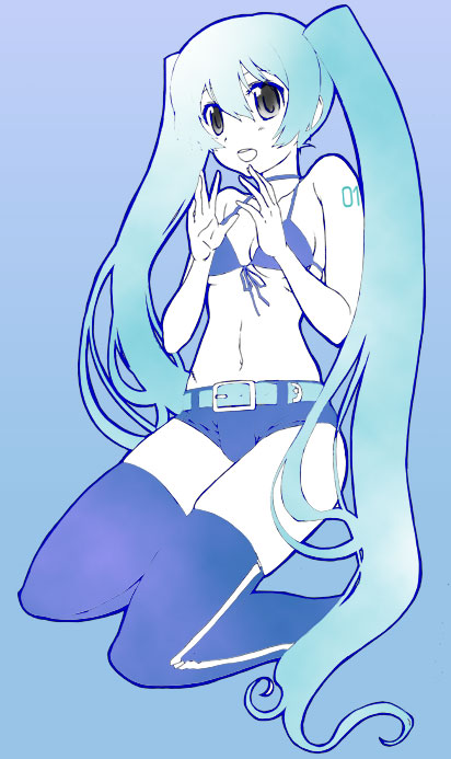 hatsune miku and black rock shooter (vocaloid and 1 more) drawn by fujimaru_arikui
