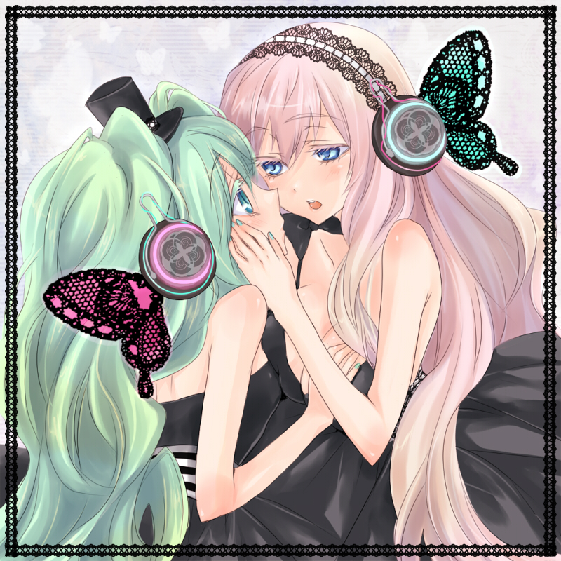 hatsune miku and megurine luka (vocaloid and 1 more) drawn by mikipa