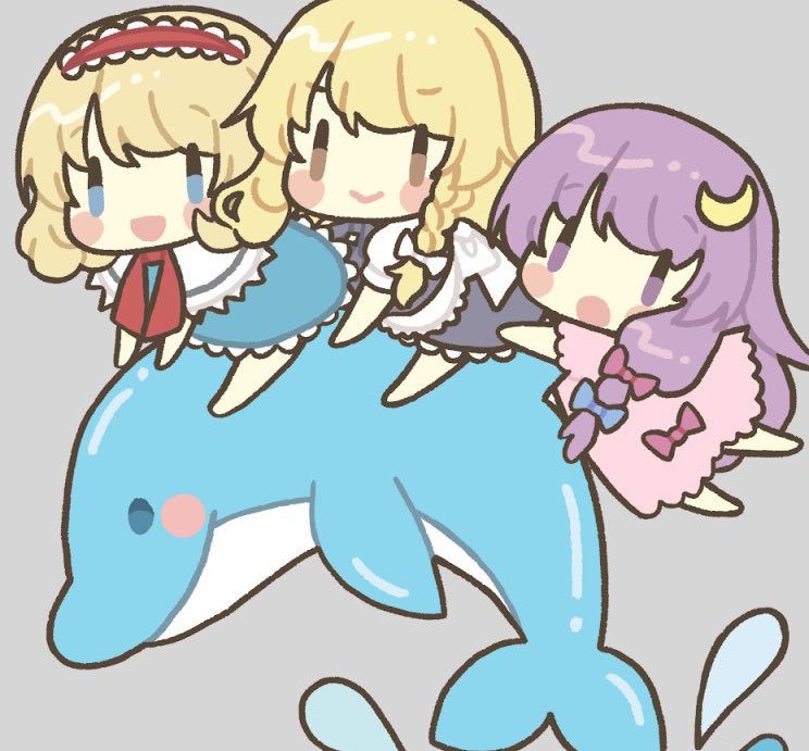 kirisame marisa, alice margatroid, and patchouli knowledge (touhou and 1 more) drawn by kagome_f