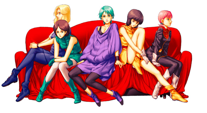 fa yuiry, four murasame, emma sheen, sarah zabiarov, and beltorchika irma (gundam and 1 more) drawn by aoi_subaru