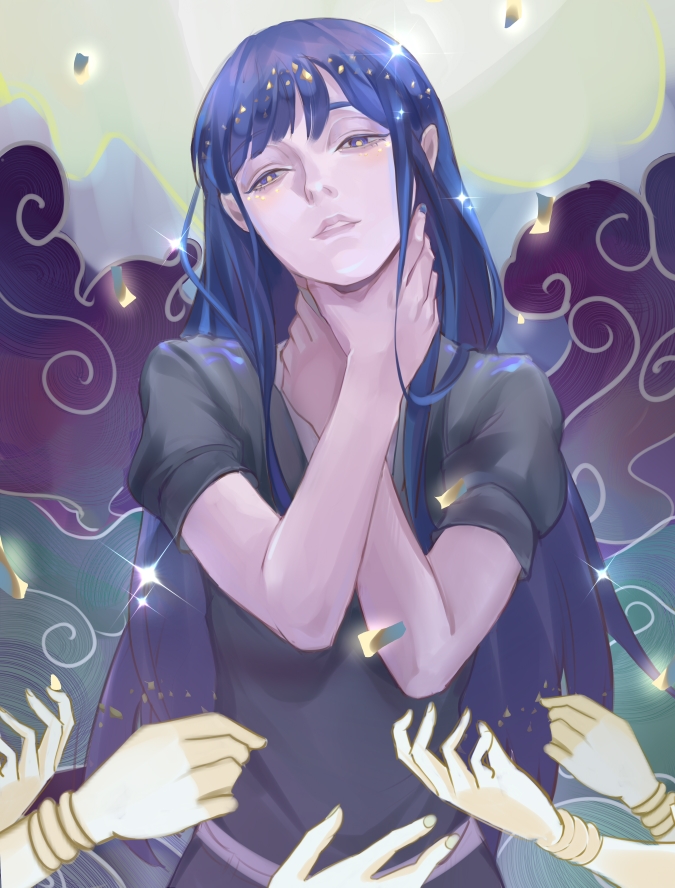 lapis lazuli and tsuki jin (houseki no kuni) drawn by ersu_(rboring)