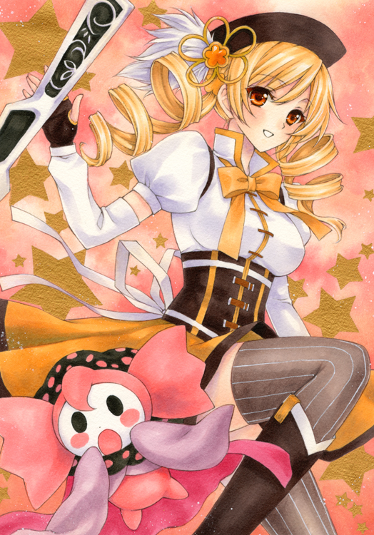 tomoe mami and charlotte (mahou shoujo madoka magica) drawn by 6kusa