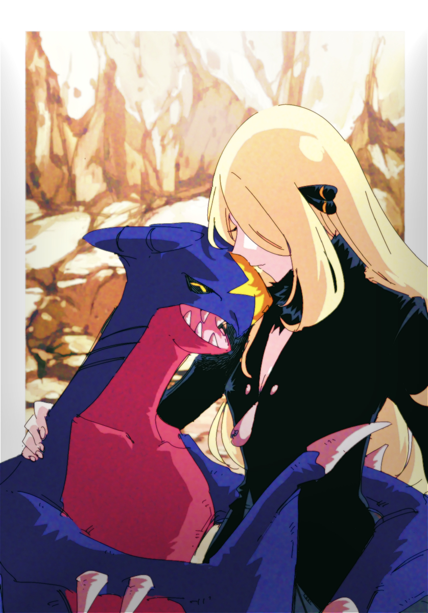 cynthia and garchomp (pokemon and 1 more) drawn by mope