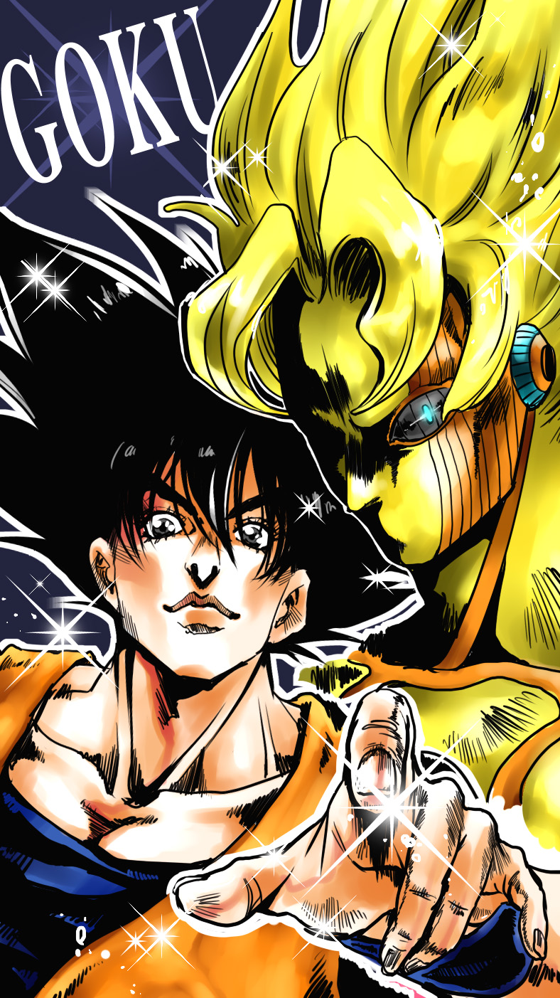 son goku (jojo no kimyou na bouken and 2 more) drawn by shikoan_(yoshikoanco)