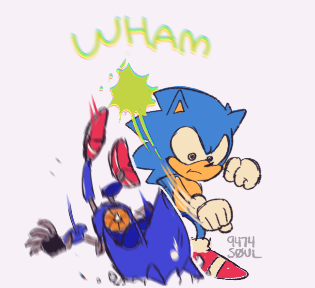 sonic the hedgehog, metal sonic, and classic sonic (sonic and 1 more) drawn by 9474s0ul