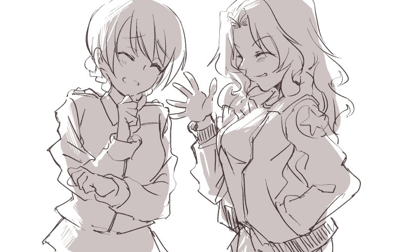 darjeeling and kay (girls und panzer) drawn by mituki_(mitukiiro)
