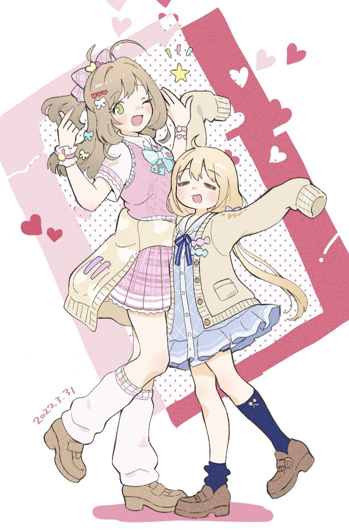 futaba anzu and sato shin (idolmaster and 2 more) drawn by burakku_mutou