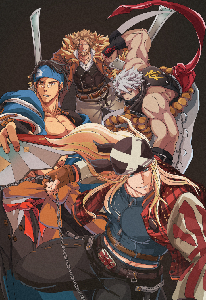 axl low, chipp zanuff, mito anji, and leo whitefang (guilty gear and 1 more) drawn by tentenkingyo