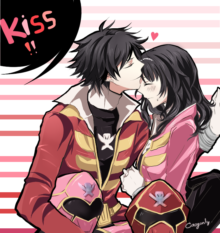 ahim de famille, captain marvelous, gokai red, and gokai pink (super sentai and 1 more) drawn by caogonly