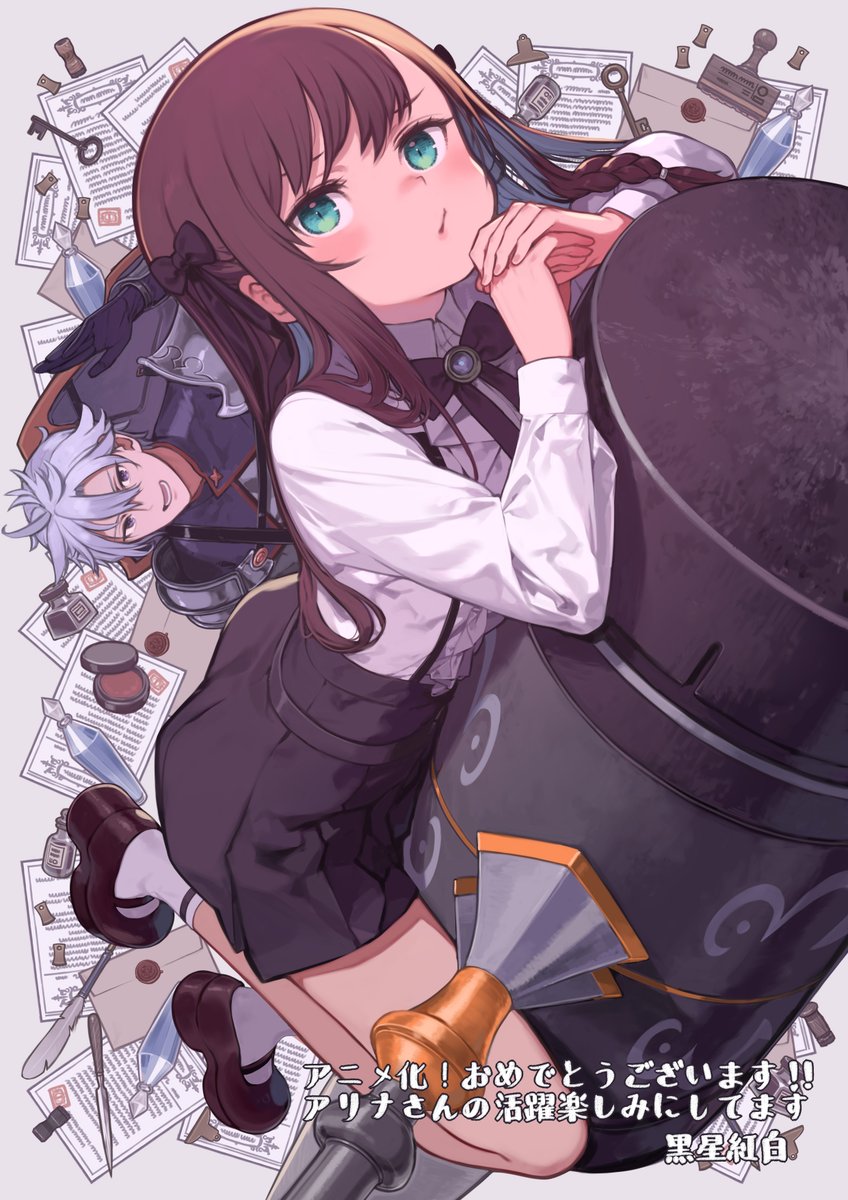 alina clover and jade scrade (guild no uketsukejou desu ga zangyou wa iya nanode boss wo solo toubatsu shiyou to omoimasu) drawn by kuroboshi_kouhaku