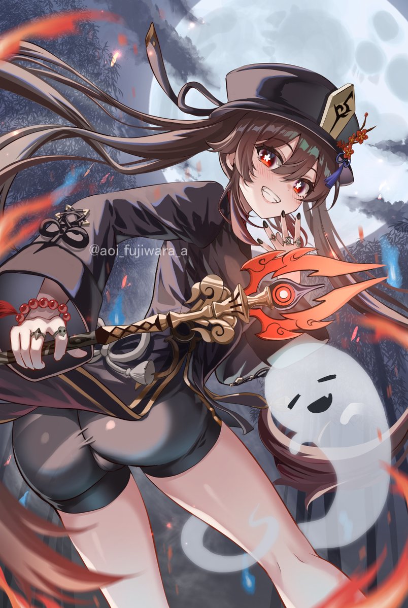 hu tao and boo tao (genshin impact) drawn by fujiwara_aoi