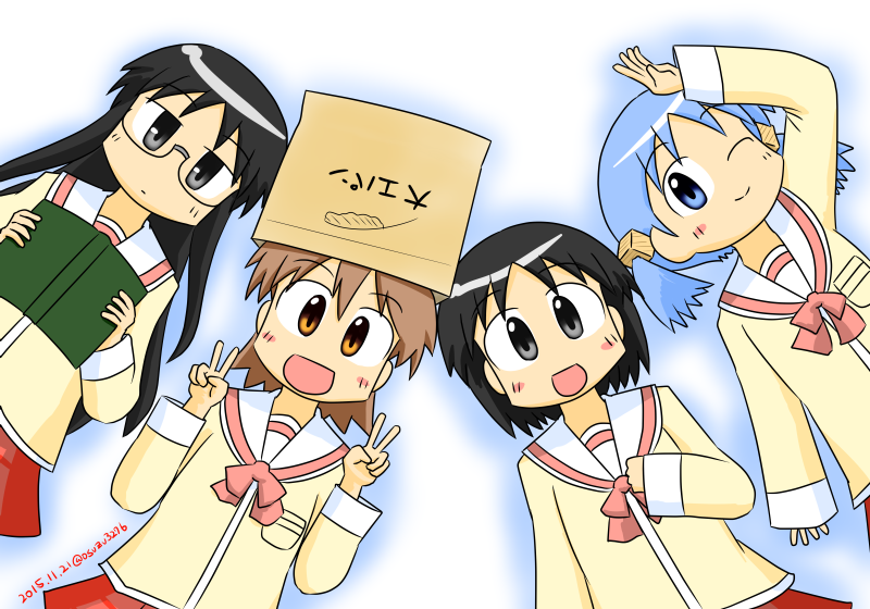 shinonome nano, naganohara mio, aioi yuuko, and minakami mai (nichijou) drawn by osuzu_(osuzu3276)