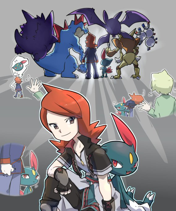 gengar, silver, sneasel, feraligatr, crobat, and 2 more (pokemon and 2 more) drawn by okiza_yuuri