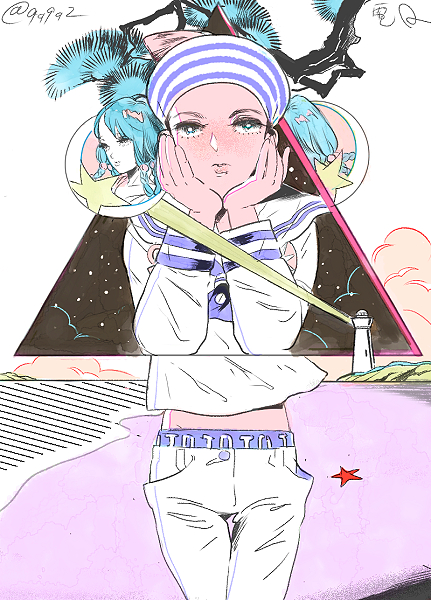 higashikata josuke and hirose yasuho (jojo no kimyou na bouken and 1 more) drawn by denjinq