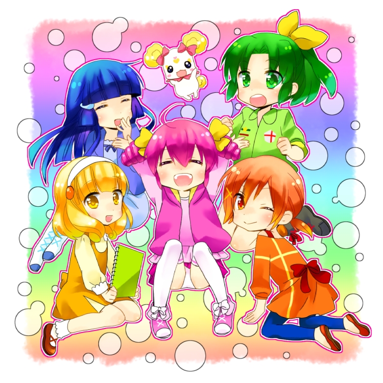 midorikawa nao, kise yayoi, aoki reika, hino akane, hoshizora miyuki, and 1 more (precure and 1 more) drawn by yuzucky
