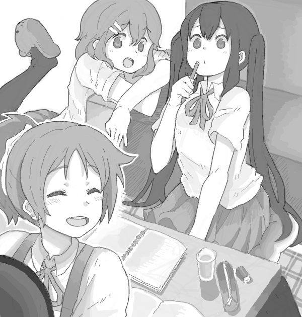 nakano azusa, hirasawa yui, and hirasawa ui (k-on!) drawn by kuzu_kow