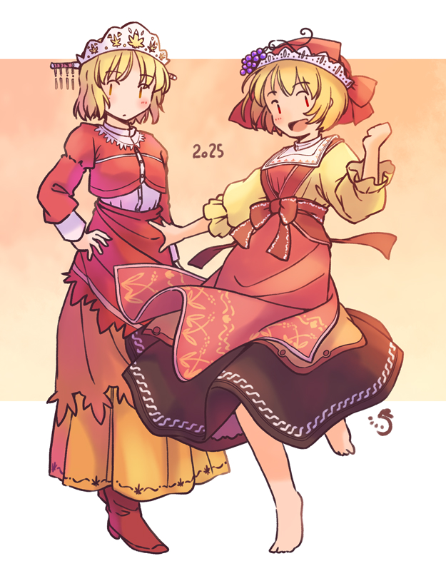 aki minoriko and aki shizuha (touhou) drawn by rangycrow