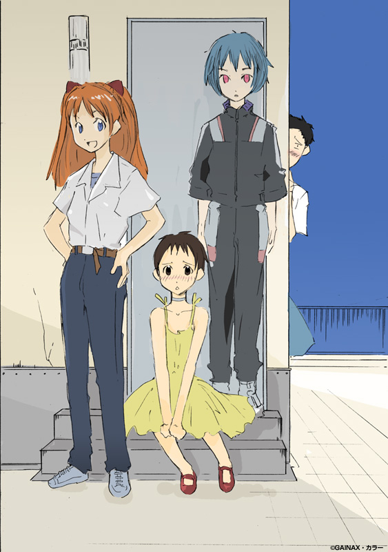 souryuu asuka langley, ayanami rei, ikari shinji, and suzuhara touji (neon genesis evangelion and 1 more) drawn by kojima_ajiko