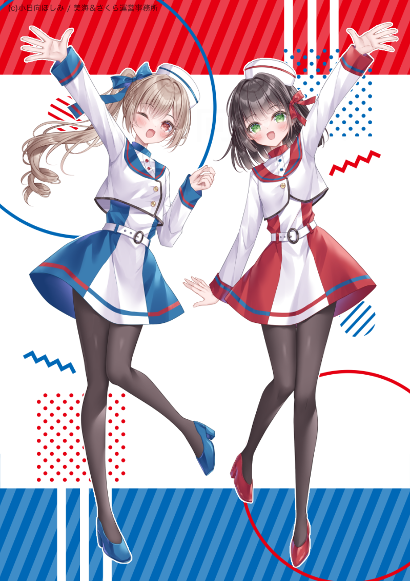 midorikawa sakura and boude miu (original) drawn by kohinata_hoshimi