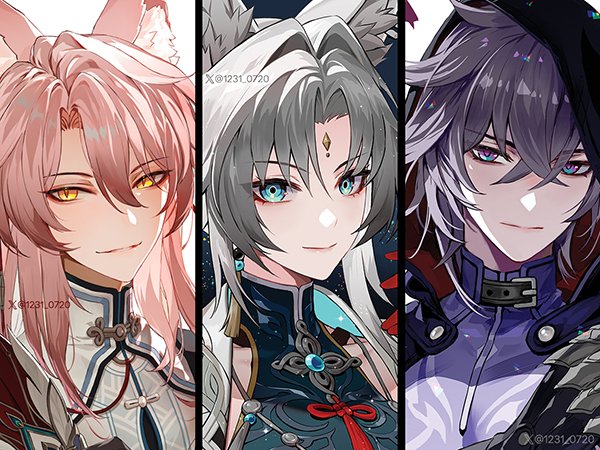 feixiao, jiaoqiu, and moze (honkai and 1 more) drawn by np_(1231_0720)