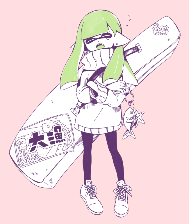 inkling player character and inkling girl (splatoon) drawn by kuru
