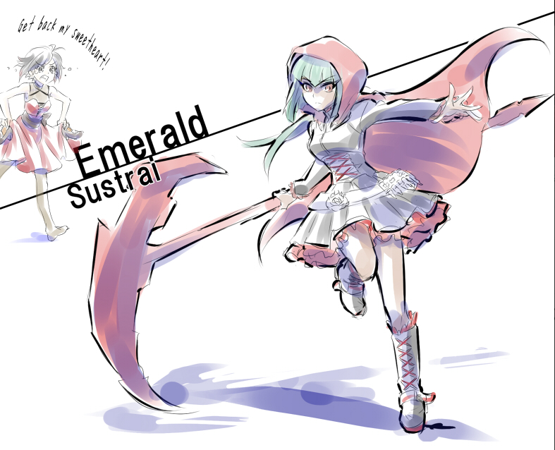ruby rose and emerald sustrai (rwby) drawn by iesupa