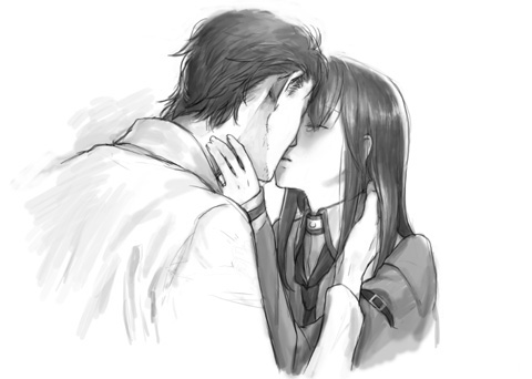 makise kurisu and okabe rintarou (steins;gate) drawn by miya_(hooooo)