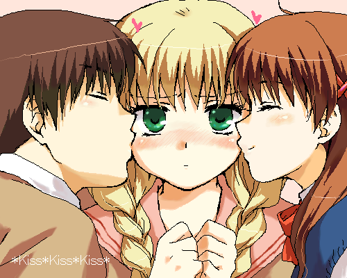 satomura akane, yuzuki shiiko, and orihara kouhei (one - kagayaku kisetsu e) drawn by misaki_juri