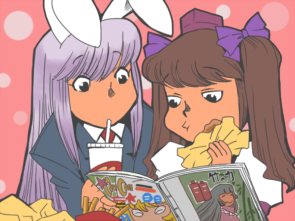 reisen udongein inaba, yakumo ran, houraisan kaguya, and himekaidou hatate (touhou) drawn by onikobe_rin