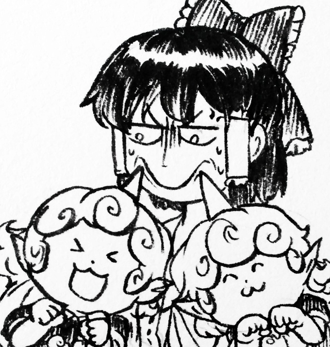 hakurei reimu and komano aunn (touhou) drawn by boned-woo