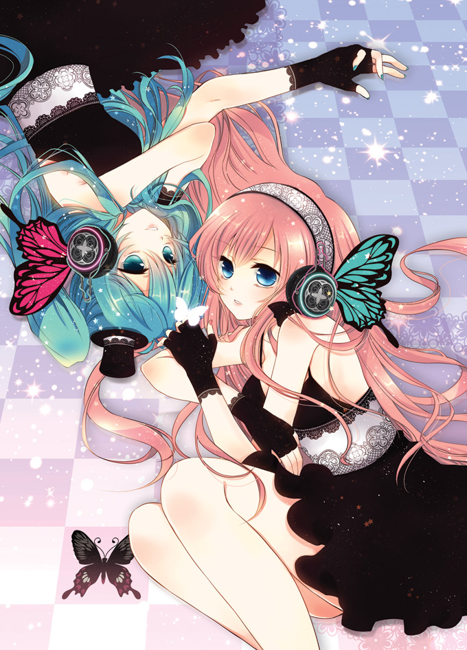 hatsune miku and megurine luka (vocaloid and 1 more) drawn by yukiko_(yukihakka)