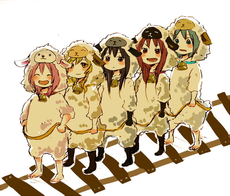 akemi homura, kaname madoka, miki sayaka, sakura kyoko, and tomoe mami (mahou shoujo madoka magica) drawn by uzaki_(jiro)