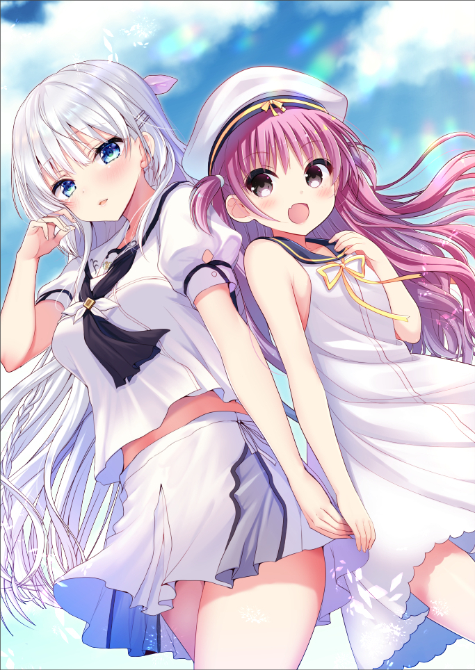 naruse shiroha and katou umi (summer pockets) drawn by ayuma_sayu and hano_haruka