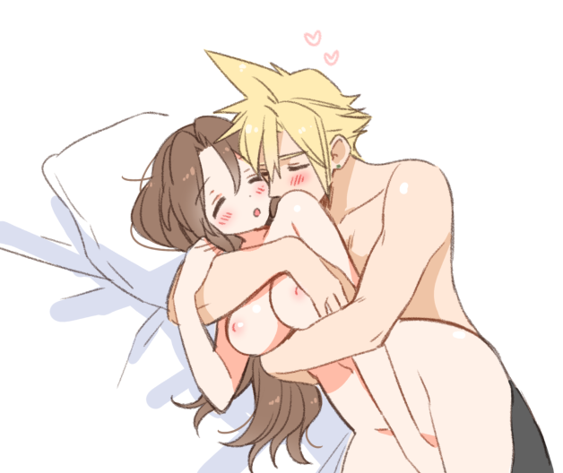 cloud strife and aerith gainsborough (final fantasy and 2 more) drawn by krudears