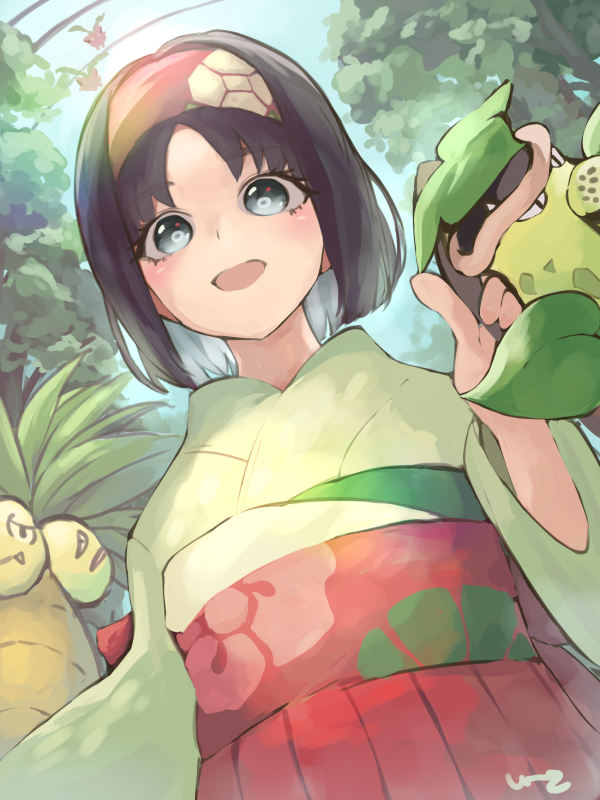 erika, hoppip, victreebel, and exeggutor (pokemon and 1 more) drawn by e-co