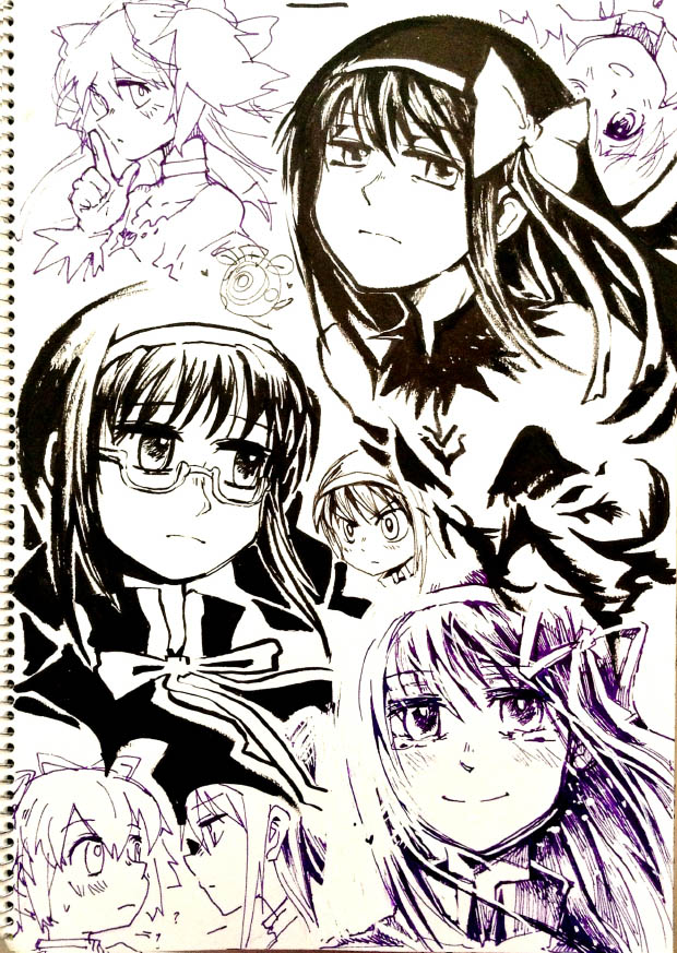 akemi homura, kaname madoka, ultimate madoka, akuma homura, and pyotr (mahou shoujo madoka magica and 1 more) drawn by silverxp