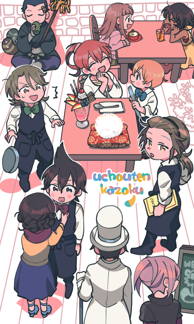 shimogamo yasaburou, shimogamo yajirou, shimogamo yaichirou, shimogamo yashirou, ebisugawa kaisei, and 9 more (uchouten kazoku) drawn by oneroom-disco